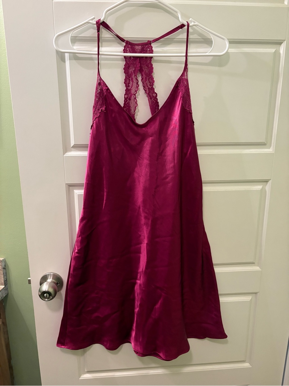Y2K‎ Silky Lace-Back Chemise Slip in Berry